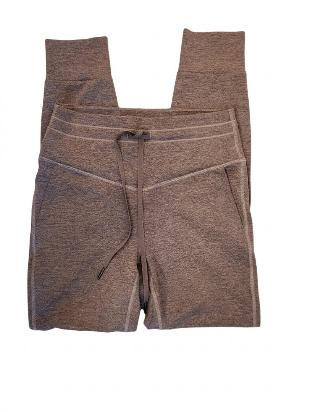 Halara Drawstring High-Waist Cozy Knit Leggings - Heather Taupe Size Small